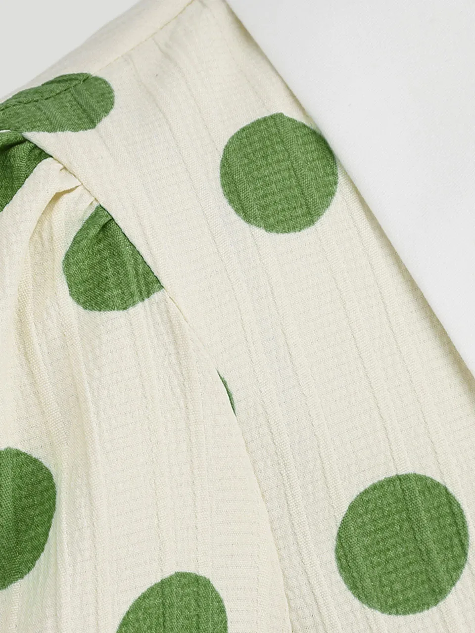 Green Polka Dots Johnny Collar Short Sleeve Swing Vintage 1950S Party Dress