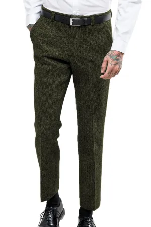 Green Vintage Men's Formal Straight Suit Pants