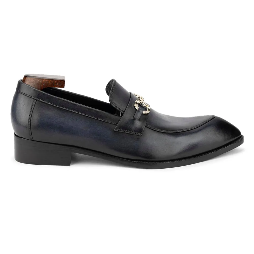 Greyish Blue Mirror Glossed Trinity Horsebit Loafers