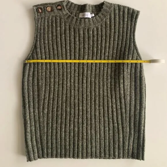 Greylin Green Ribbed Knit Sweater Vest Size M Yale Melange Minimalist Classic