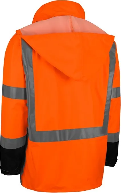 GSS Safety Premium Hooded Rain Coat, Black Bottom, Class 3