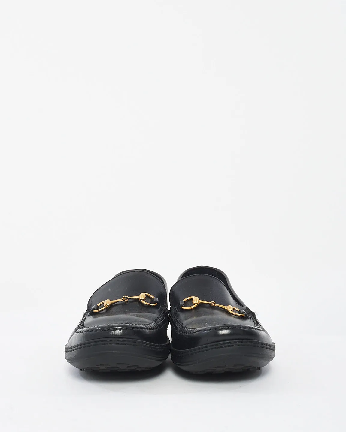 Gucci Black Leather Horsebit Loafers - 10