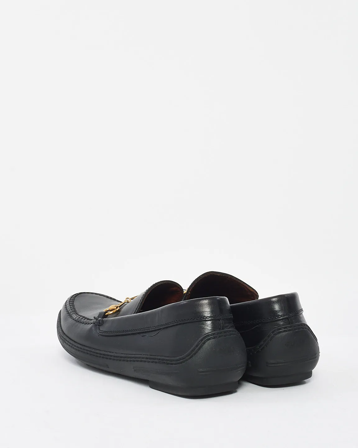 Gucci Black Leather Horsebit Loafers - 10