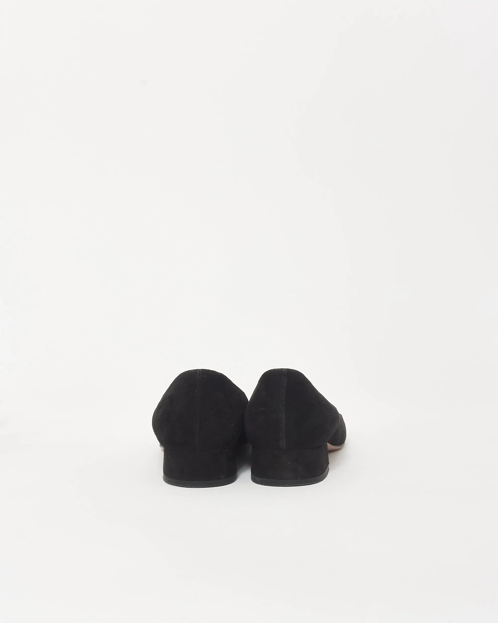 Gucci Black Suede & Crystal GG Logo Block Heel Pumps - 37