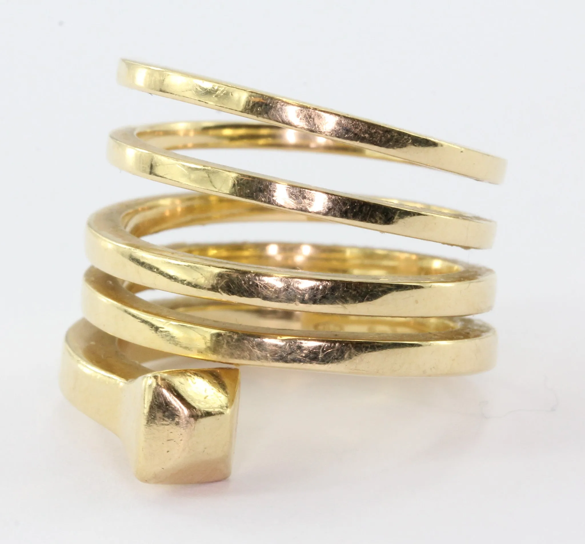 Gucci Chiodo Collection 18K Gold Spiral Nail Ring Circa 1970