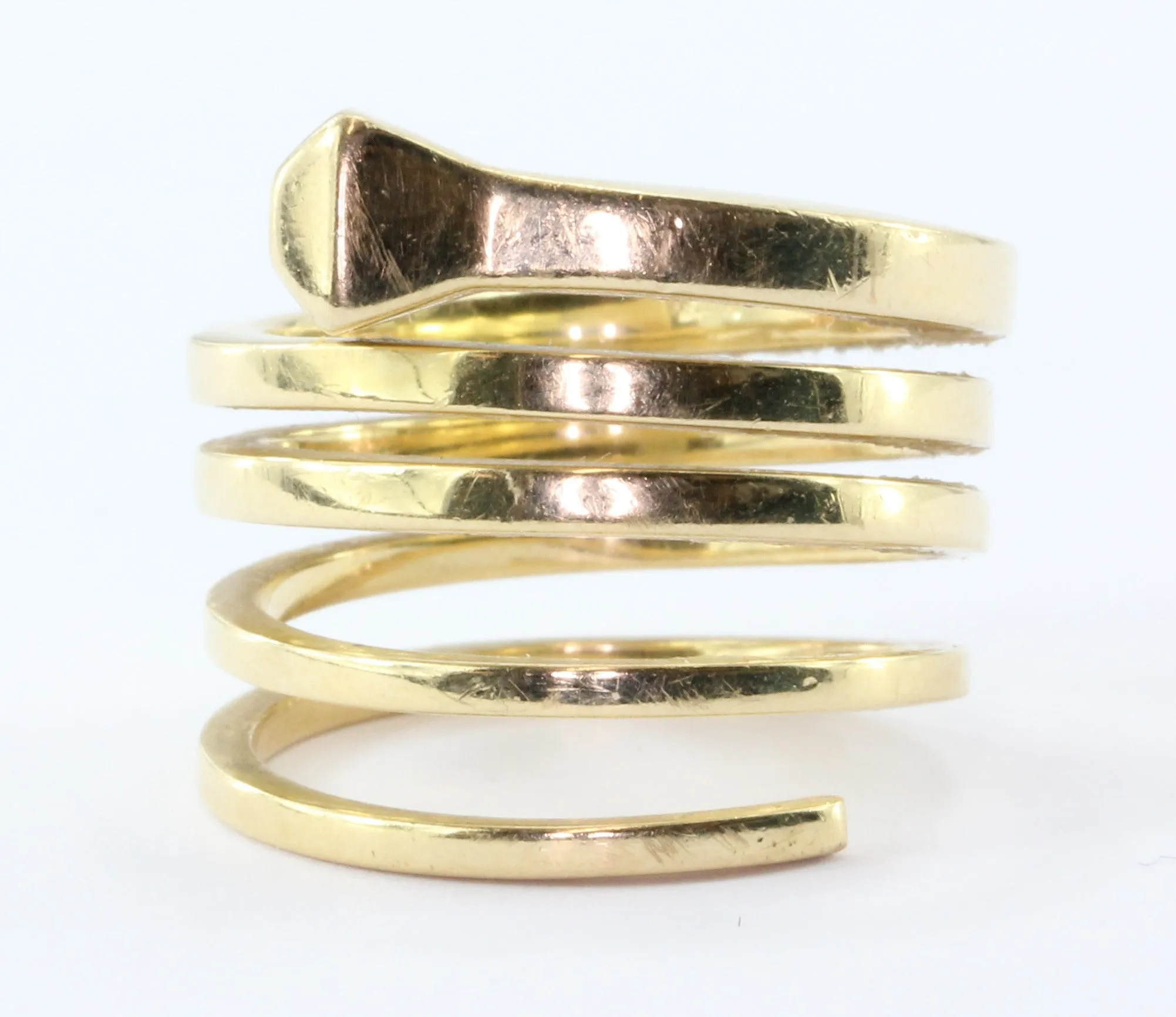 Gucci Chiodo Collection 18K Gold Spiral Nail Ring Circa 1970