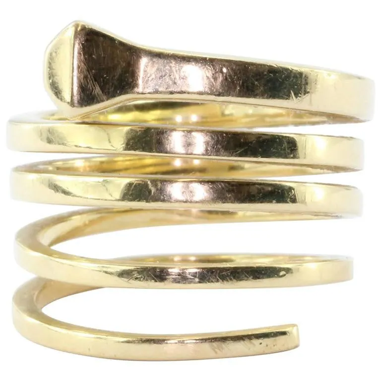Gucci Chiodo Collection 18K Gold Spiral Nail Ring Circa 1970
