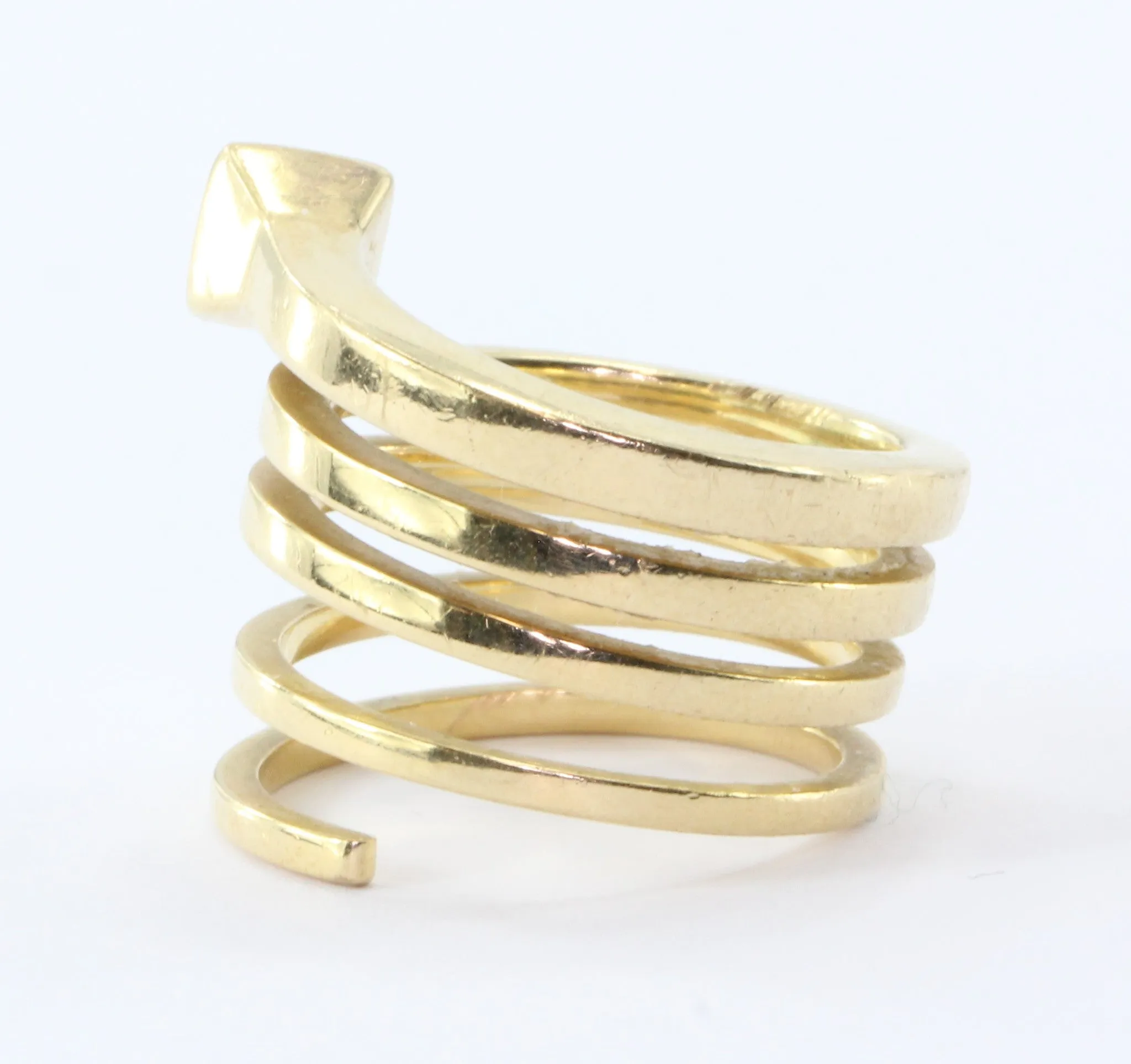 Gucci Chiodo Collection 18K Gold Spiral Nail Ring Circa 1970