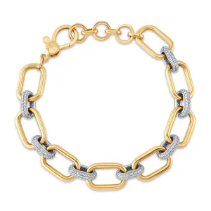 Halcyon diamond link bangle, 14kt gold