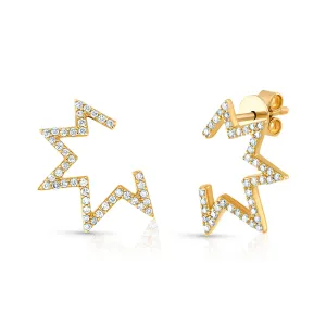 HALF STAR DIAMOND STUDS, 14kt Gold