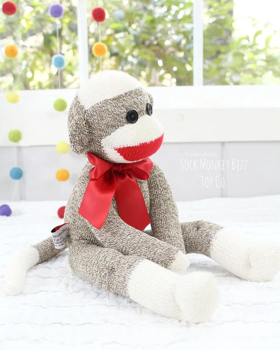 Handcrafted Sock Monkey Doll - Classic