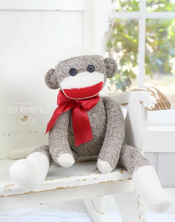 Handcrafted Sock Monkey Doll - Classic