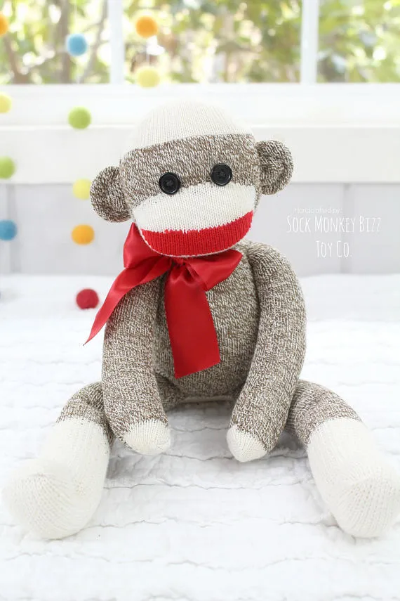 Handcrafted Sock Monkey Doll - Classic