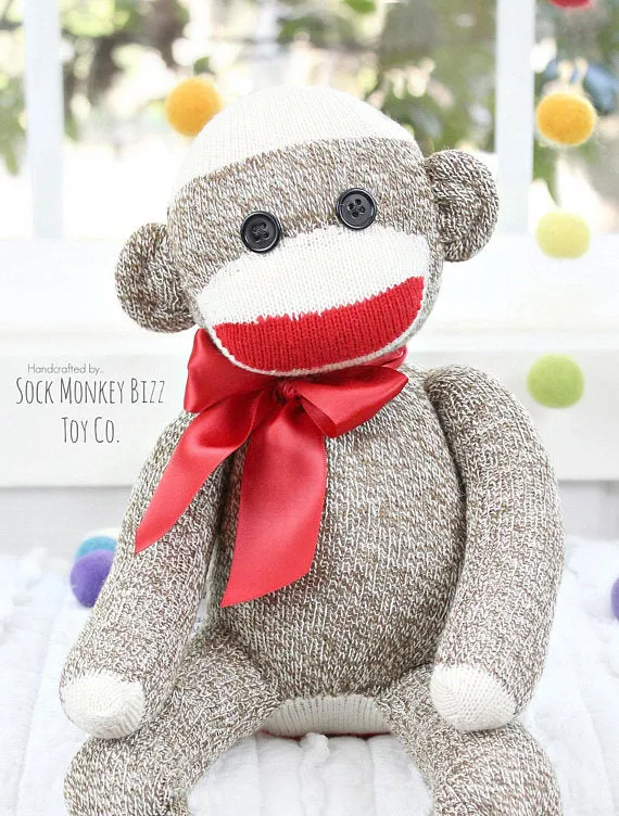 Handcrafted Sock Monkey Doll - Classic