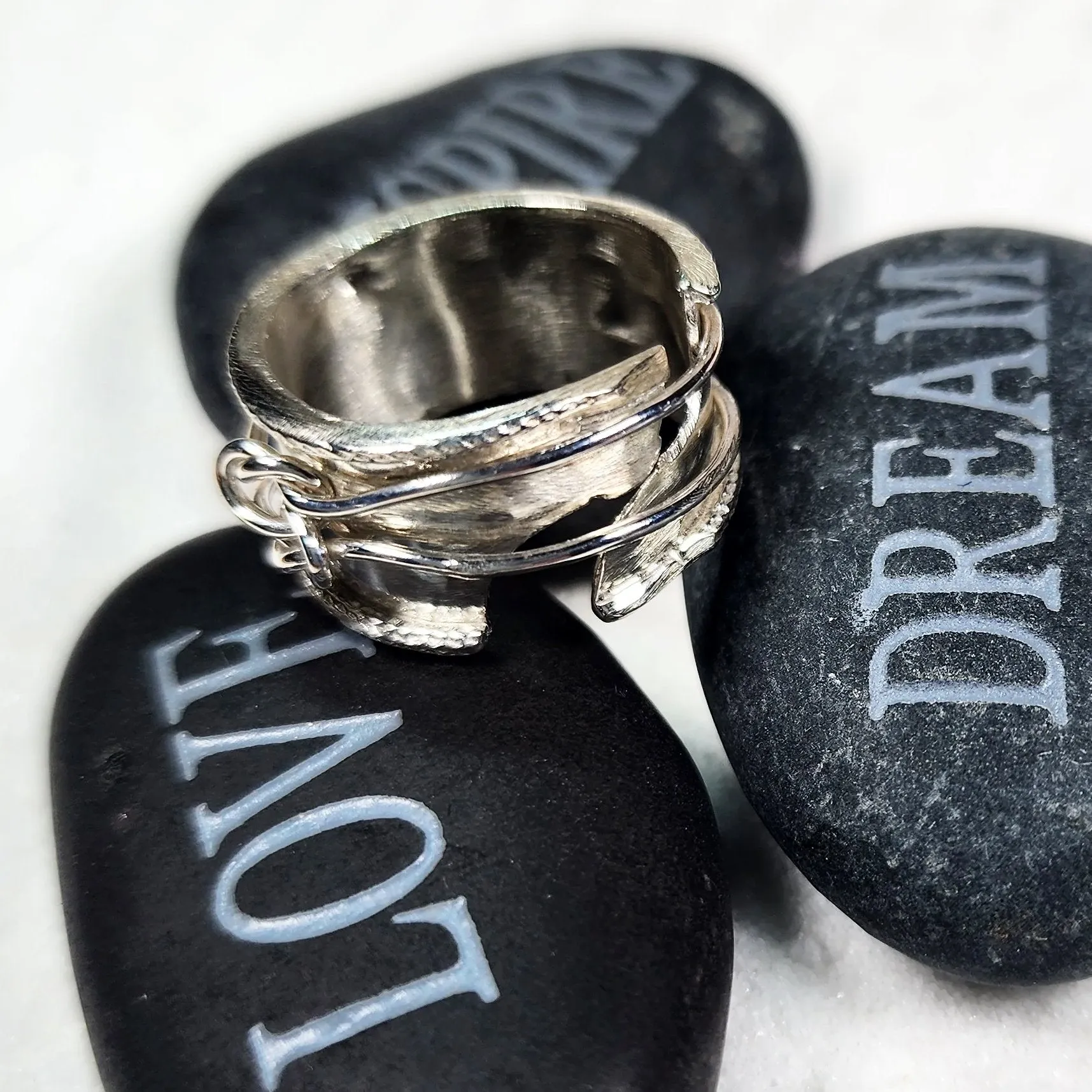 Handmade .925 Sterling Silver Spinner Ring – Double Love Knot Design, Bold & Unforgettable