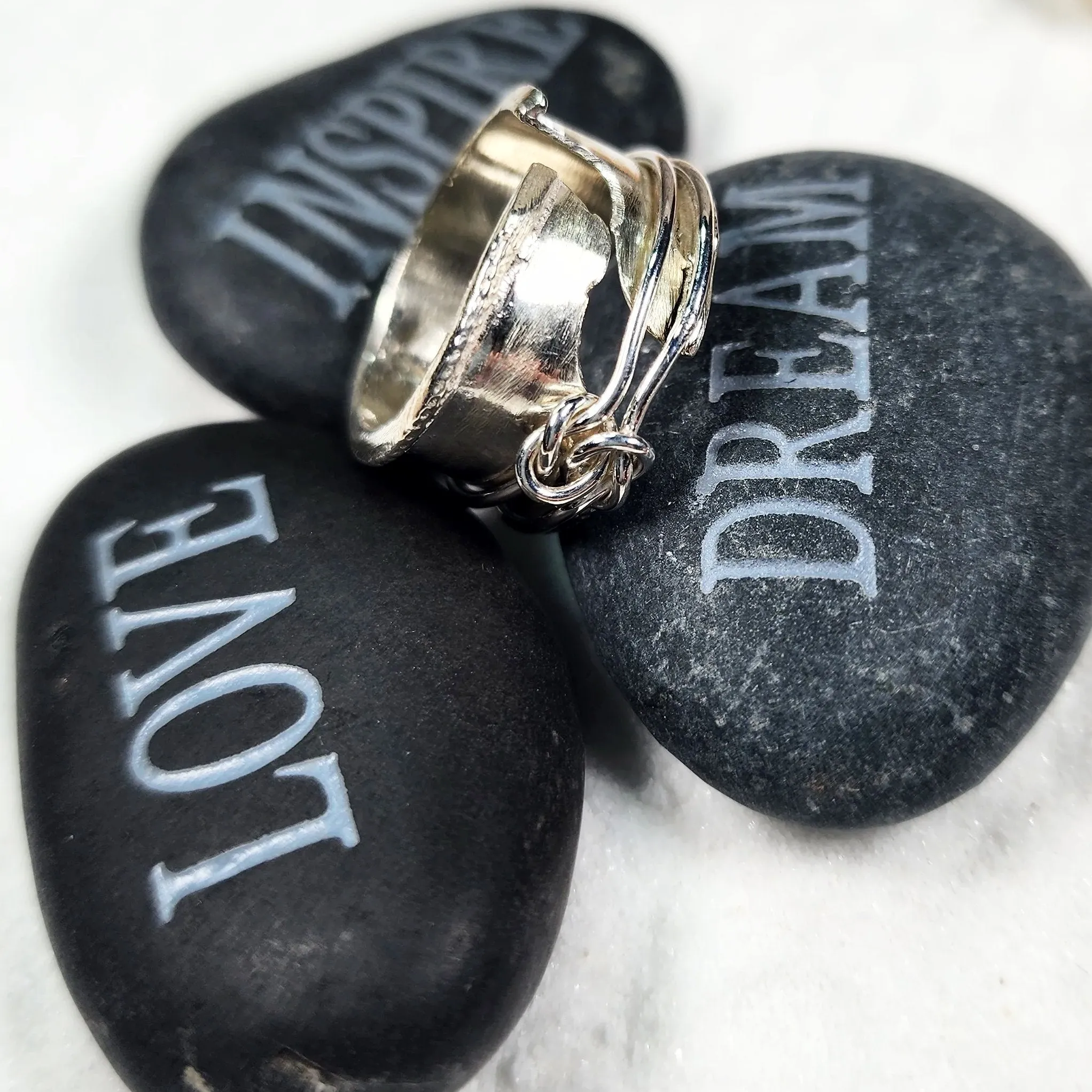 Handmade .925 Sterling Silver Spinner Ring – Double Love Knot Design, Bold & Unforgettable