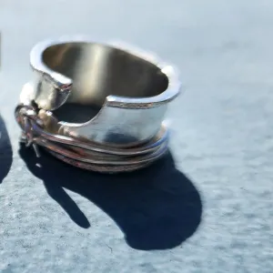 Handmade .925 Sterling Silver Spinner Ring – Double Love Knot Design, Bold & Unforgettable