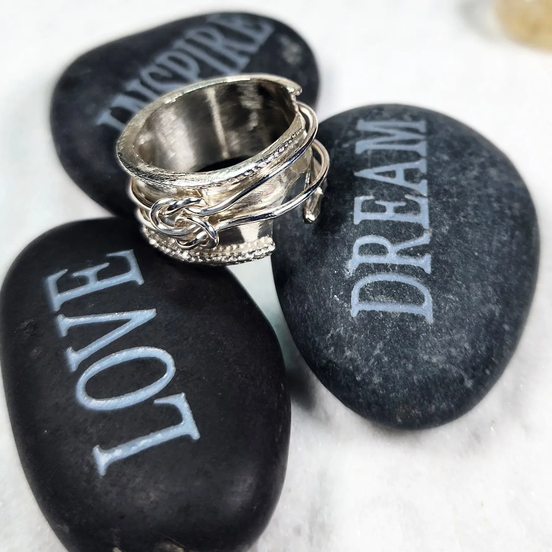Handmade .925 Sterling Silver Spinner Ring – Double Love Knot Design, Bold & Unforgettable