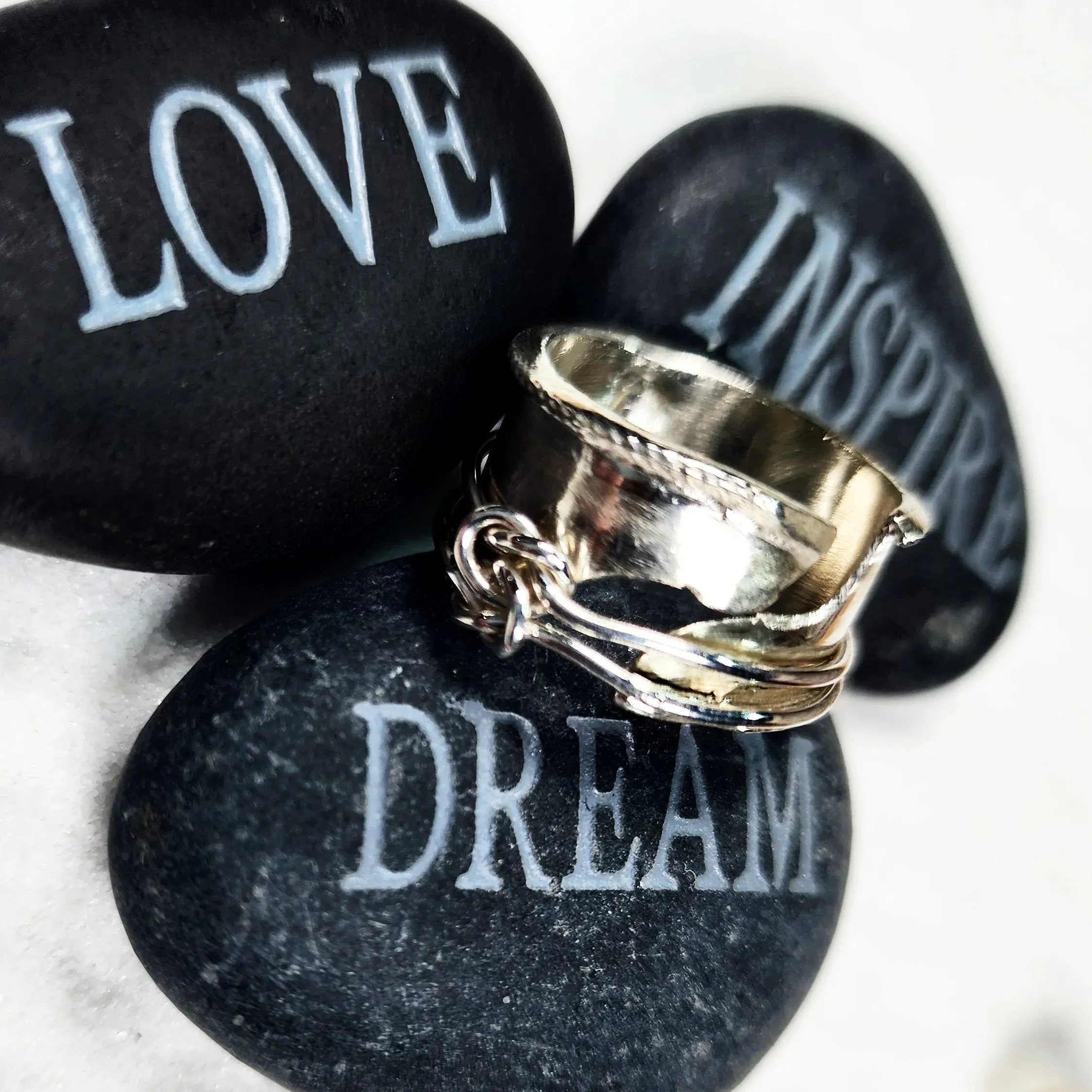 Handmade .925 Sterling Silver Spinner Ring – Double Love Knot Design, Bold & Unforgettable