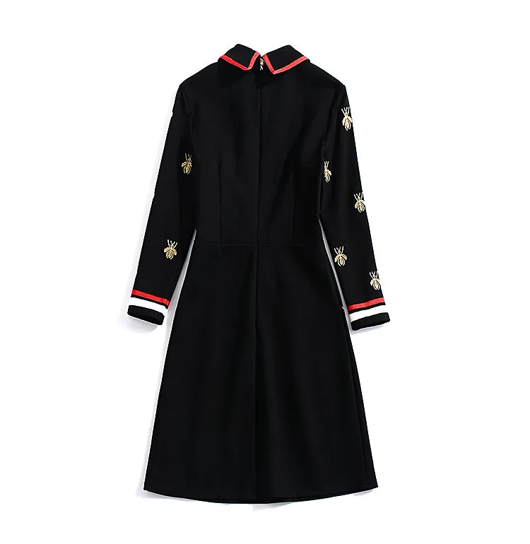 Harper Collins Classic Elegance Bee Embroidery Black Dress