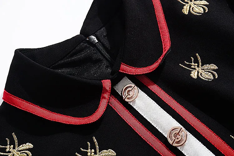 Harper Collins Classic Elegance Bee Embroidery Black Dress