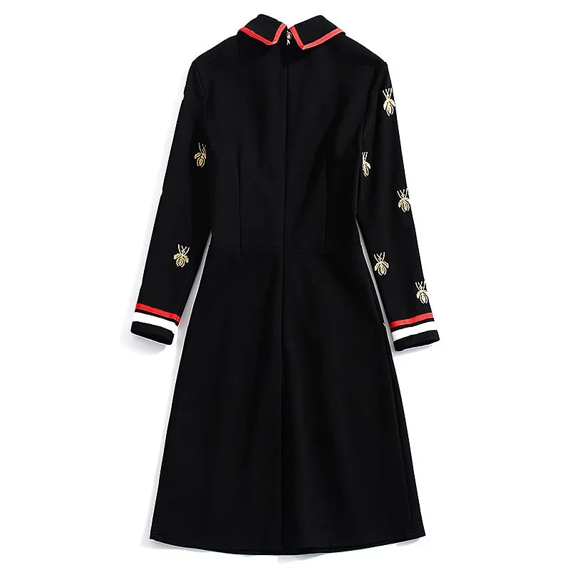Harper Collins Classic Elegance Bee Embroidery Black Dress
