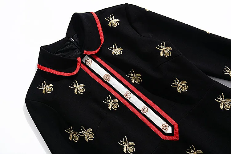 Harper Collins Classic Elegance Bee Embroidery Black Dress