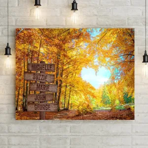 Heart And Fall Leaves Personalized Premium Canvas
