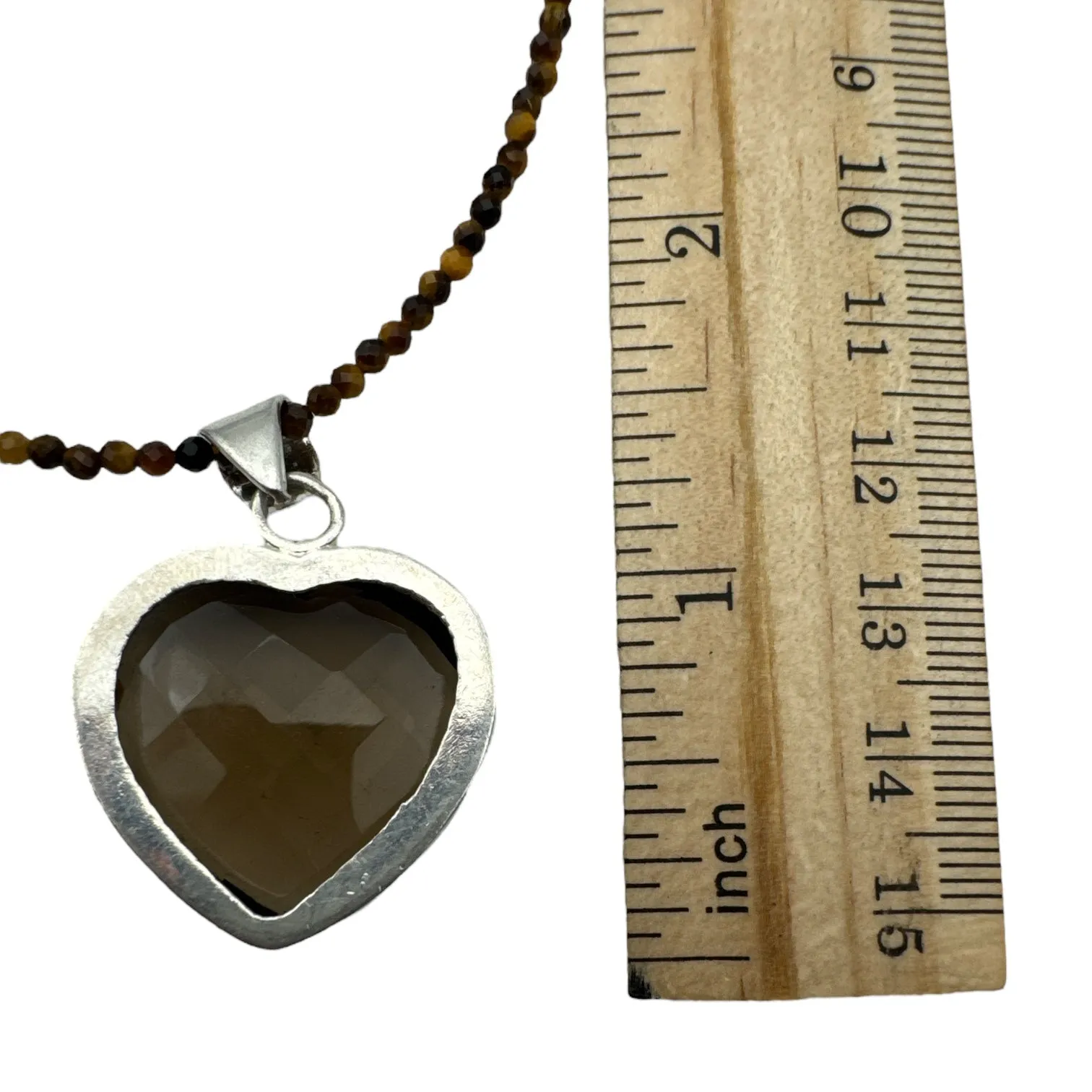 HEART Smoky Topaz Solid 925 Sterling Silver Pendant Necklace