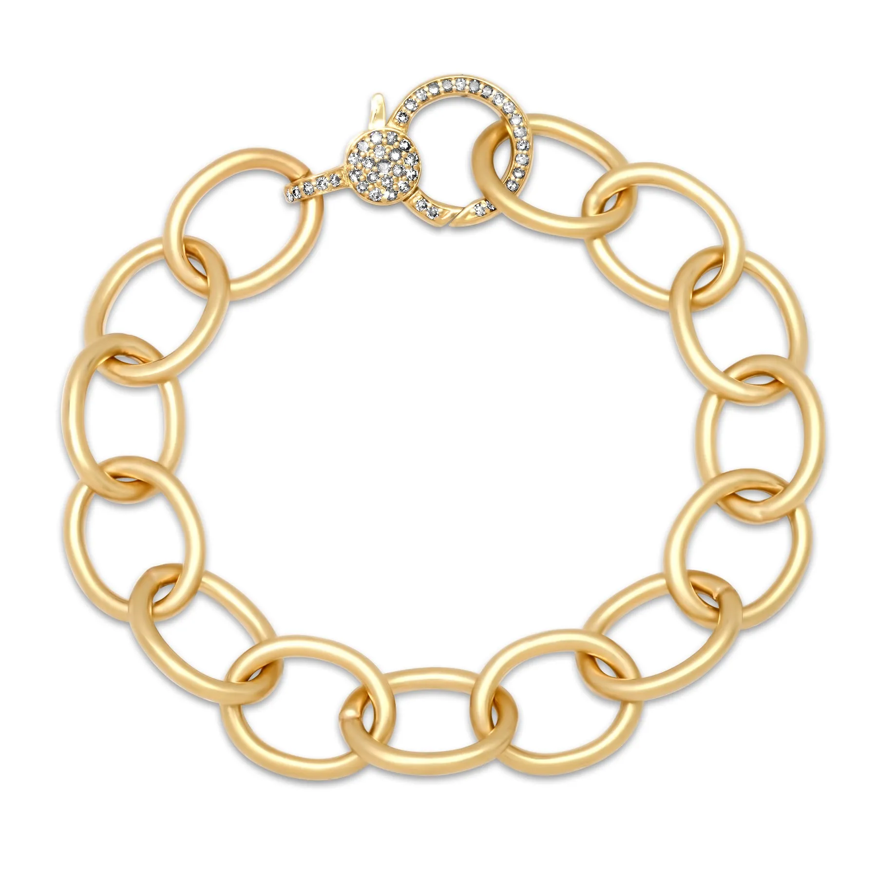 HEAVY MATTE GOLD & DIAMOND BRACELET, 14KT GOLD