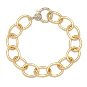 HEAVY MATTE GOLD & DIAMOND BRACELET, 14KT GOLD