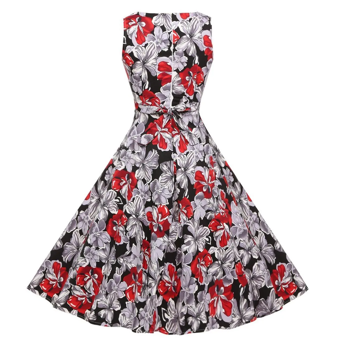 Hepburn Style Vintage Floral Garden Cocktail Party Swing Dress