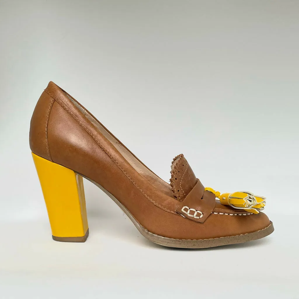 High-Heel Leder Loafers Gr.38