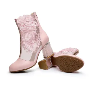 High Heels Round Toe Mid Calf Women Boots Shoes Plus Size