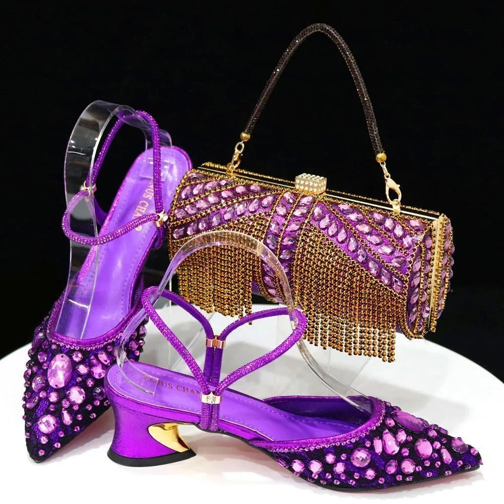 High-Quality Glam: Italian Shoes & Bag Set for Party Delight