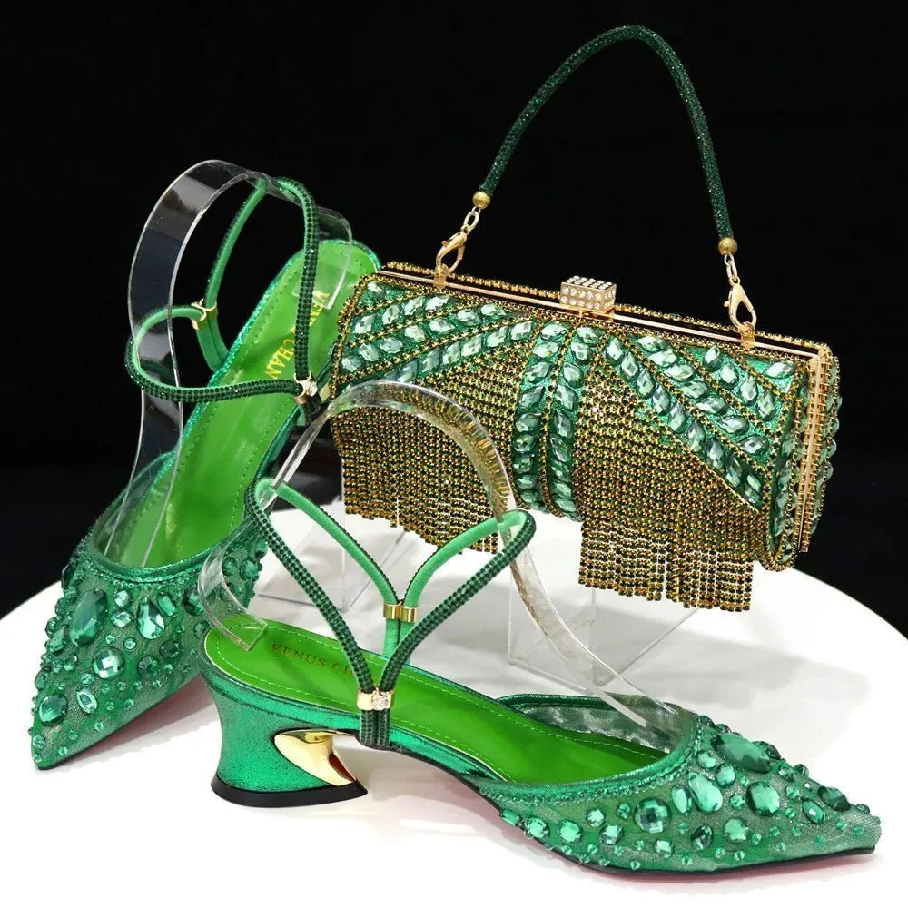 High-Quality Glam: Italian Shoes & Bag Set for Party Delight