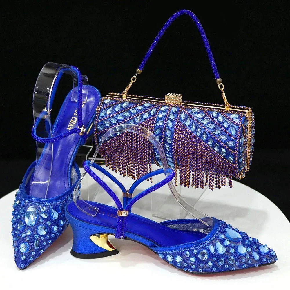 High-Quality Glam: Italian Shoes & Bag Set for Party Delight