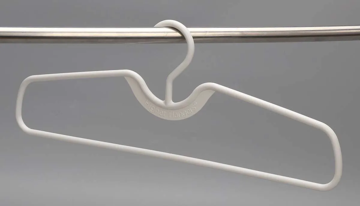 Higher Hangers Space Saving Clothes Hangers Heavy Duty Closet Organizers | Helps Reduce Wrinkles and Clutter | Great for Dorms and Increasing Closet Space | 40 Pack (White Plastic)