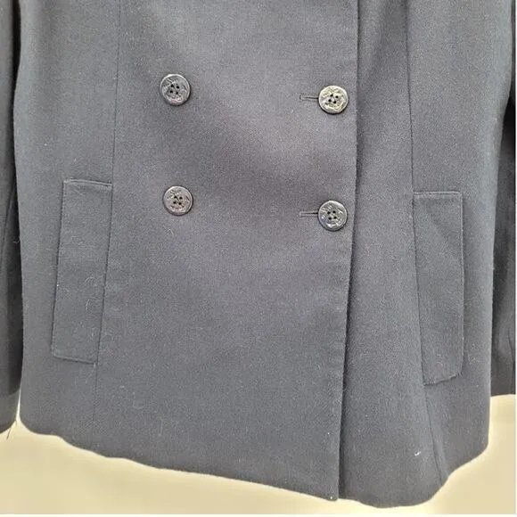 Hillard &amp; Hansen Vintage Blue Wool Double-Breasted Preppy Peacoat Jacket Coat‎