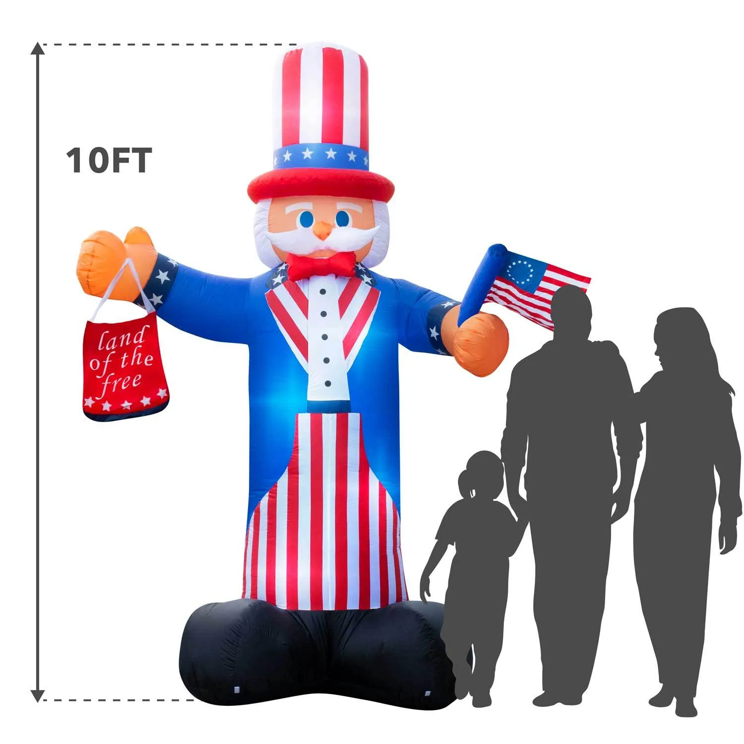 Holidayana® Inflatable 4th Of July Uncle Sam Decoration with Built-In Fan and LED Lights