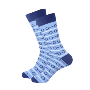 Horse Snaffle Bits Men's Socks - Blue