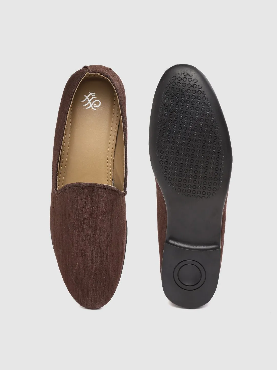 House of Pataudi Men Coffee Brown Solid Loafers