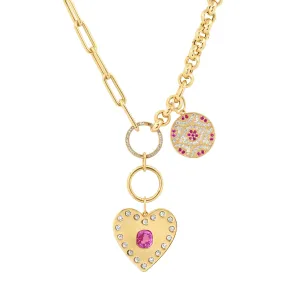 HYBRID PAPERCLIP/ROLO LINK W/GOLD DIAMOND ENHANCERS W/PENDANTS