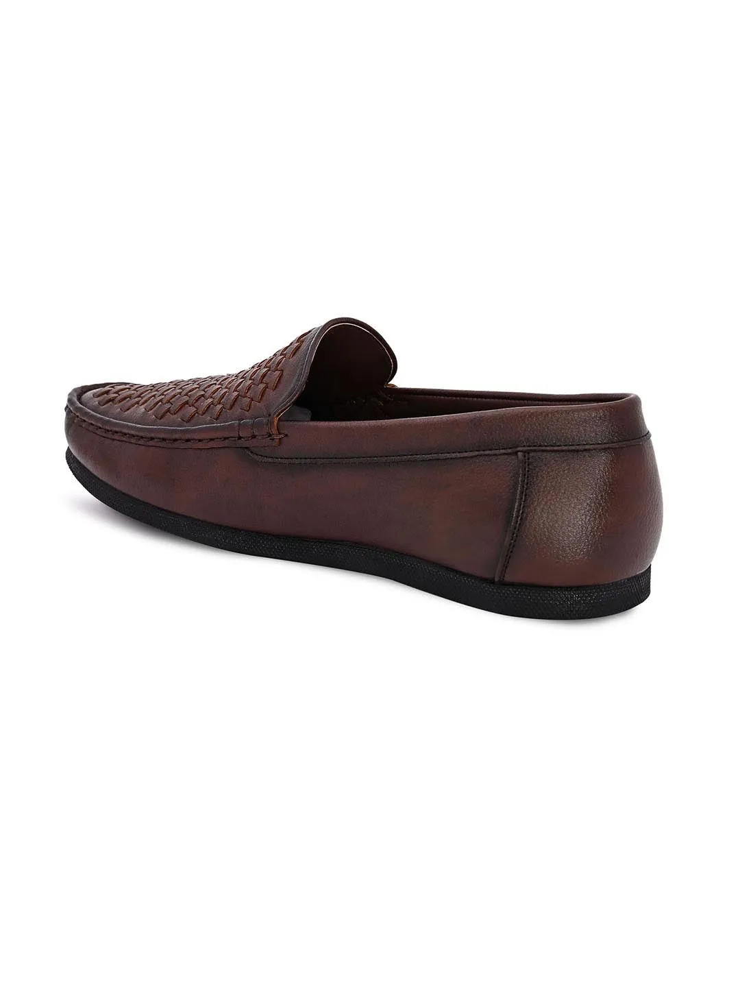 Hydes N Hues Men Brown Woven Design Loafers