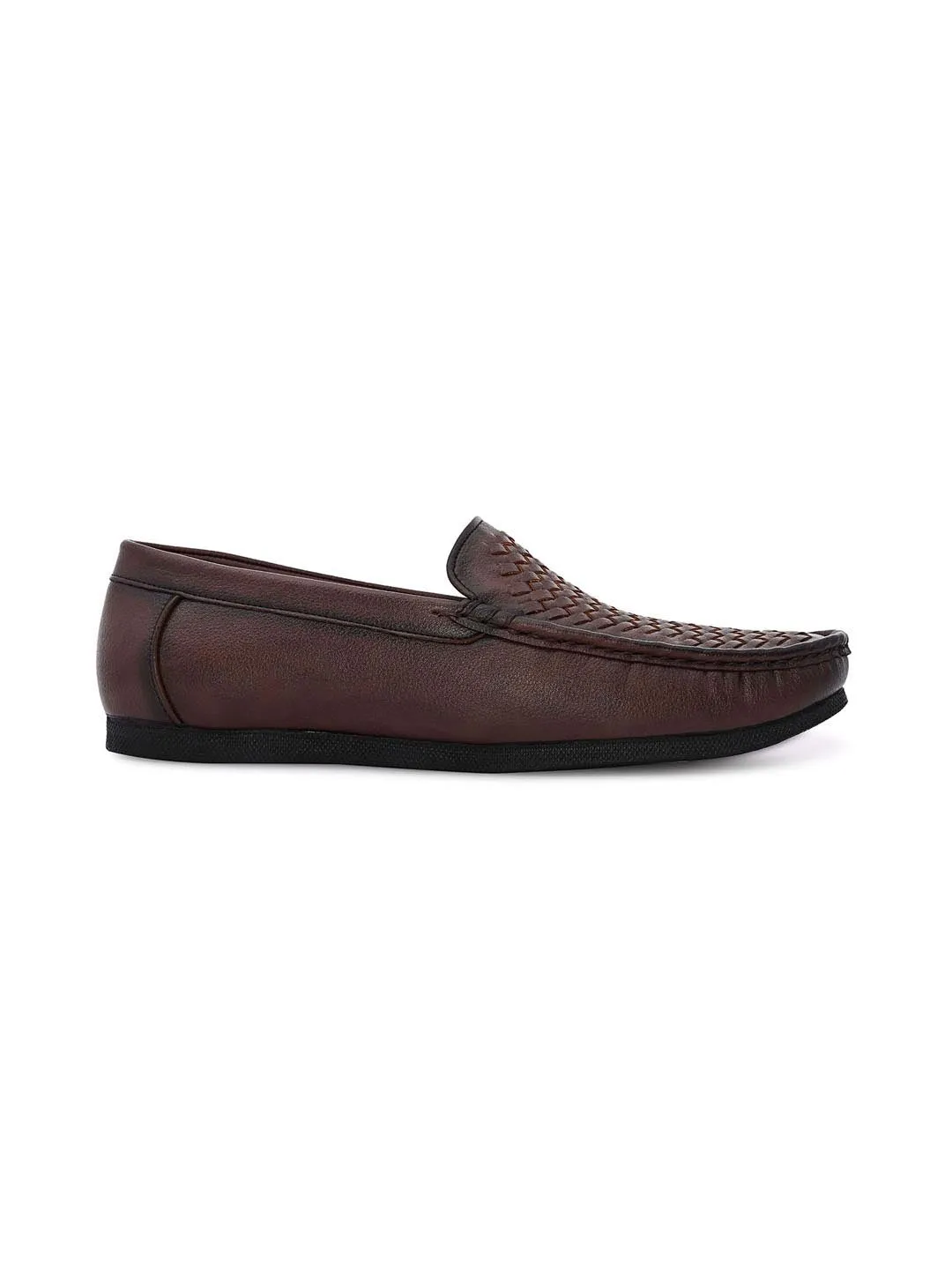 Hydes N Hues Men Brown Woven Design Loafers
