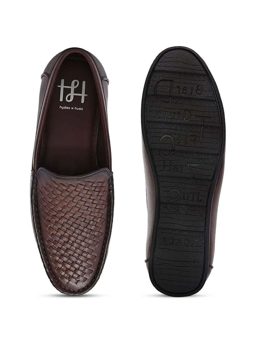 Hydes N Hues Men Brown Woven Design Loafers