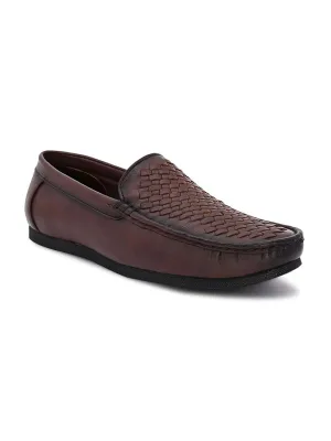 Hydes N Hues Men Brown Woven Design Loafers