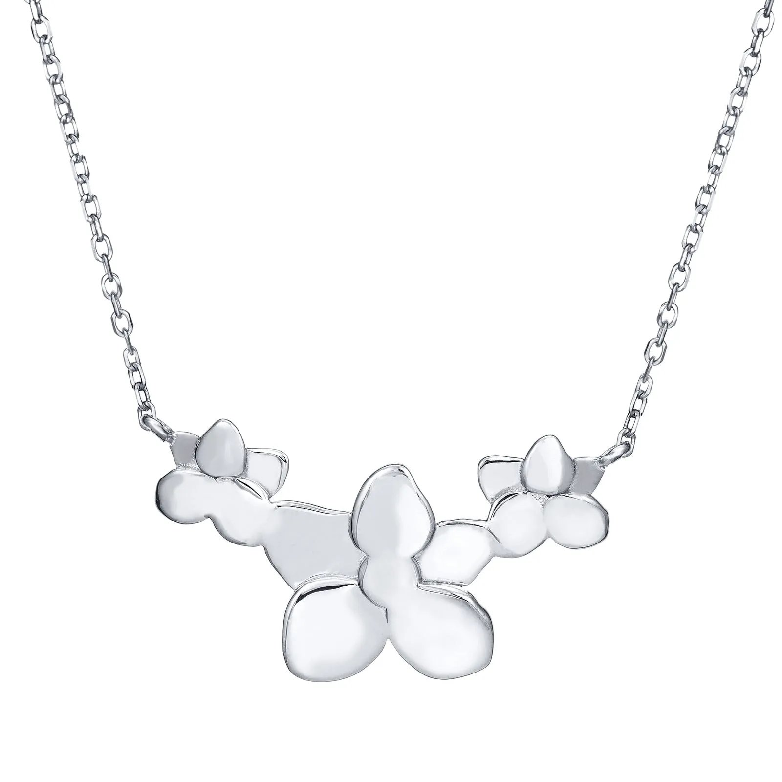Hydrangea Cluster Cremation Necklace in 14K White Gold
