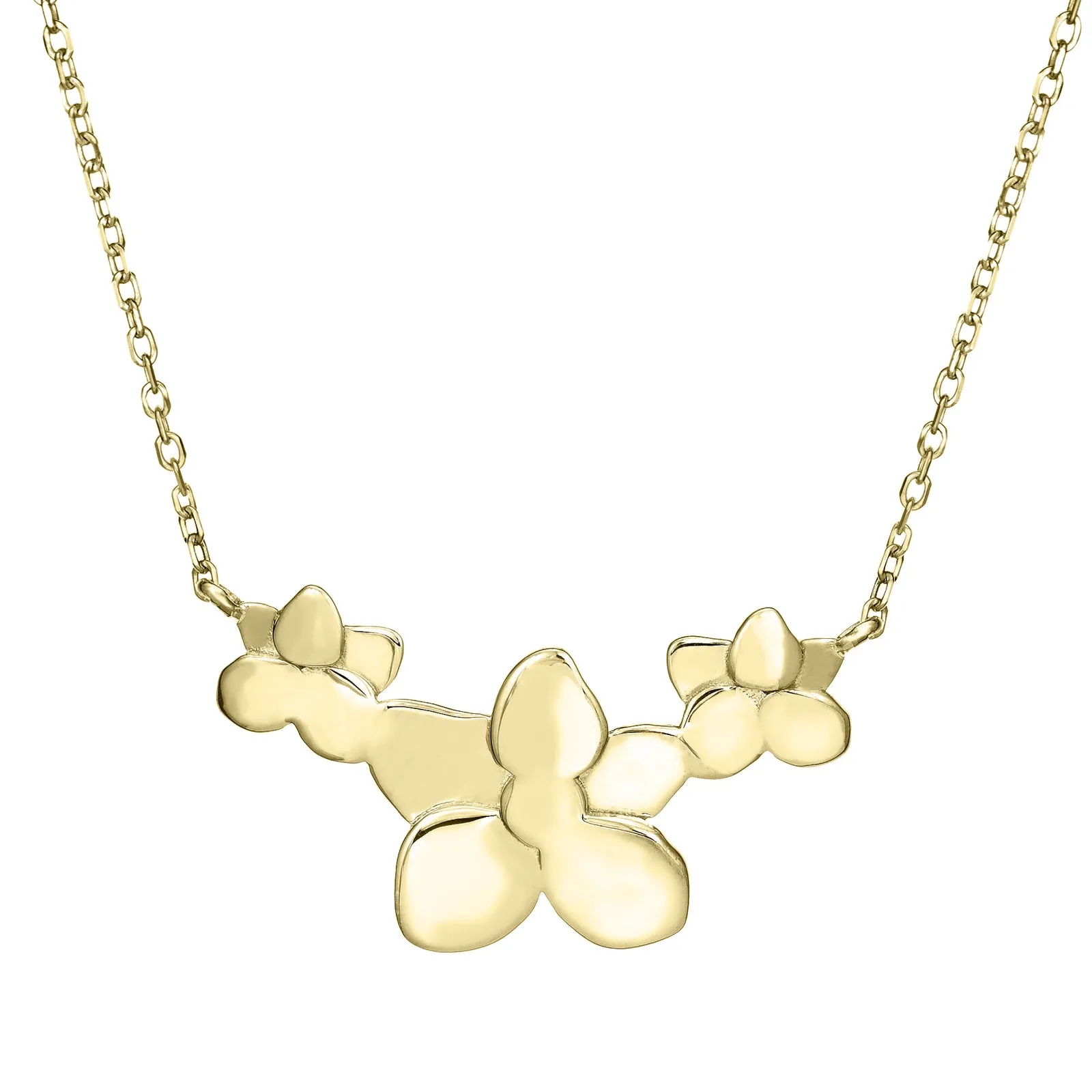 Hydrangea Cluster Cremation Necklace in 14K Yellow Gold