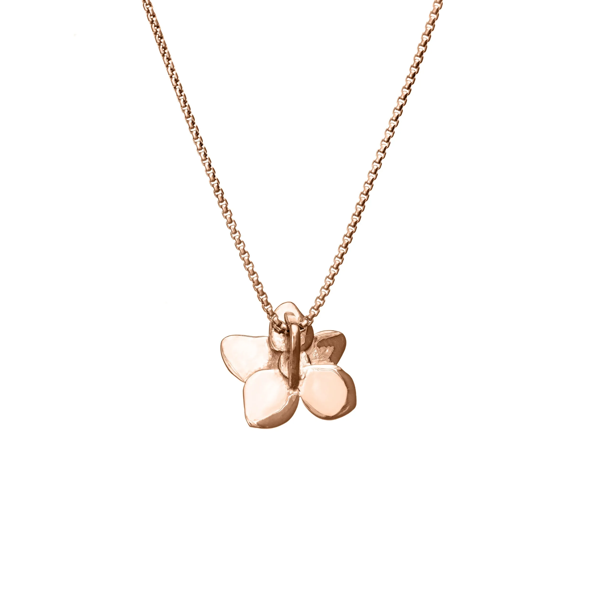 Hydrangea Cremation Necklace in 14K Rose Gold